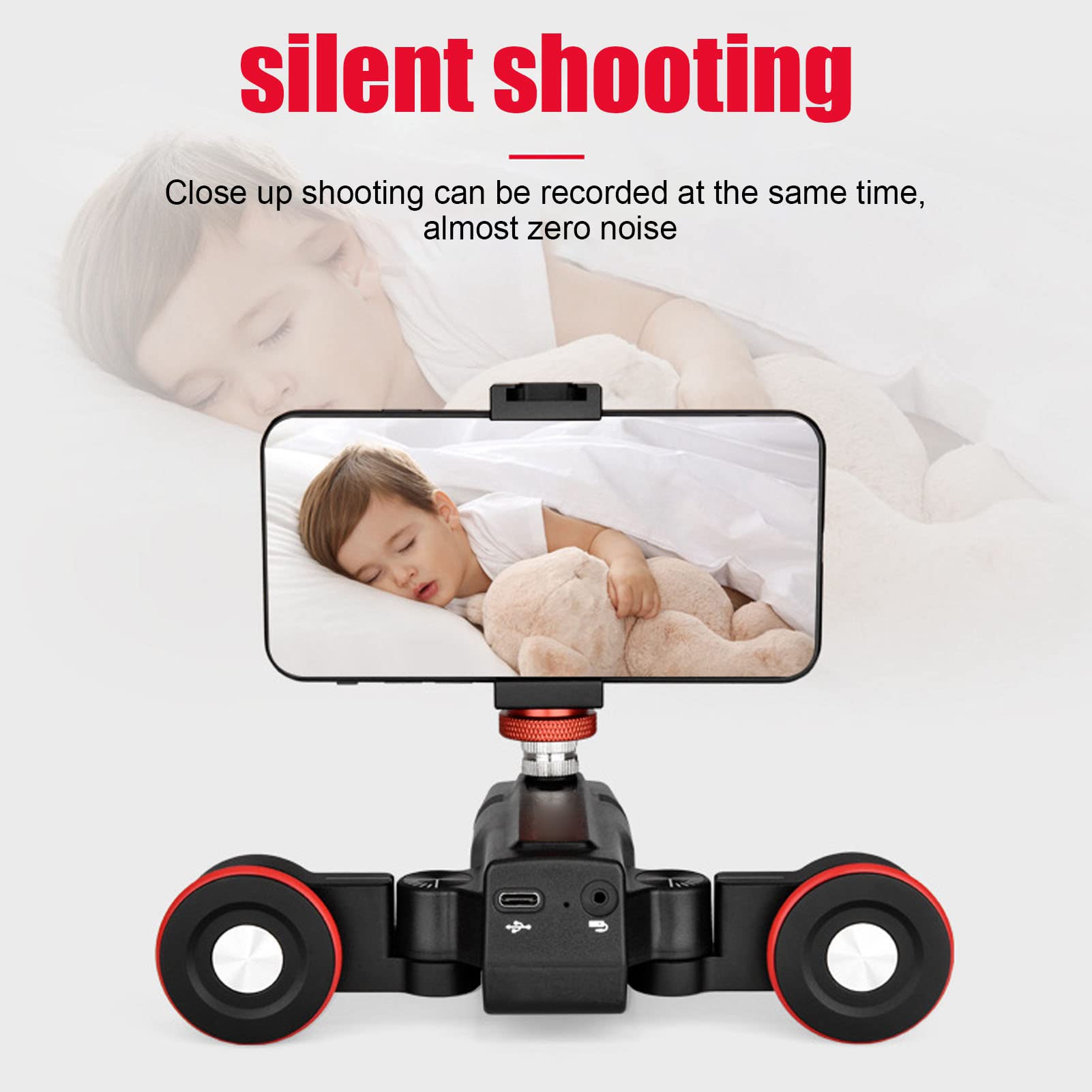 Yunseity 3 Ruote Camera Slider, App Telecomando Motorizzato Camera Video Slider, Time Lapse Slider, Compatibile con Fotocamera DSLR, Videocamera, Telefono