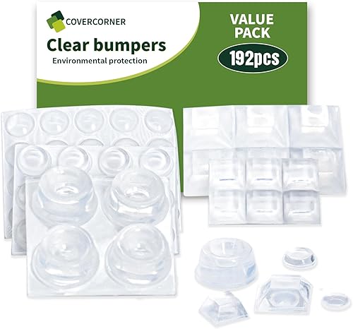 Parachoques de goma para puerta de gabinete, paquete combinado de 192 piezas de parachoques de goma transparente para puertas de gabinete, paquete