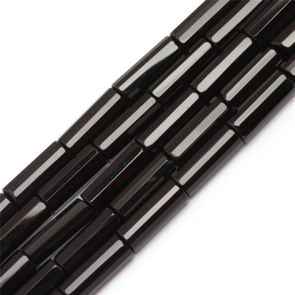 JOE FOREMAN 13x18mm Black Agate Semi Precious Gemstone Column Faceted AA Grade Loose Beads for Jewelry Making DIY Handmade Craft Supplies 15"
