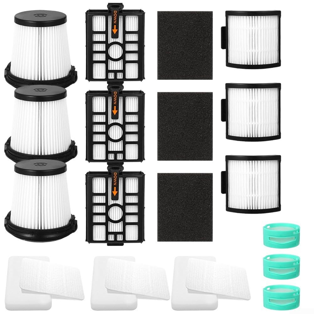 Filtry zamienne pasują do bezprzewodowego odkurzacza Shark IW3511 Detect Pro, zawiera 3 filtry przedsilnikowe, 3 filtry, 3 filtry piankowe i filcowe, 3 filtry HEPA, 3 wkłady neutralizujące