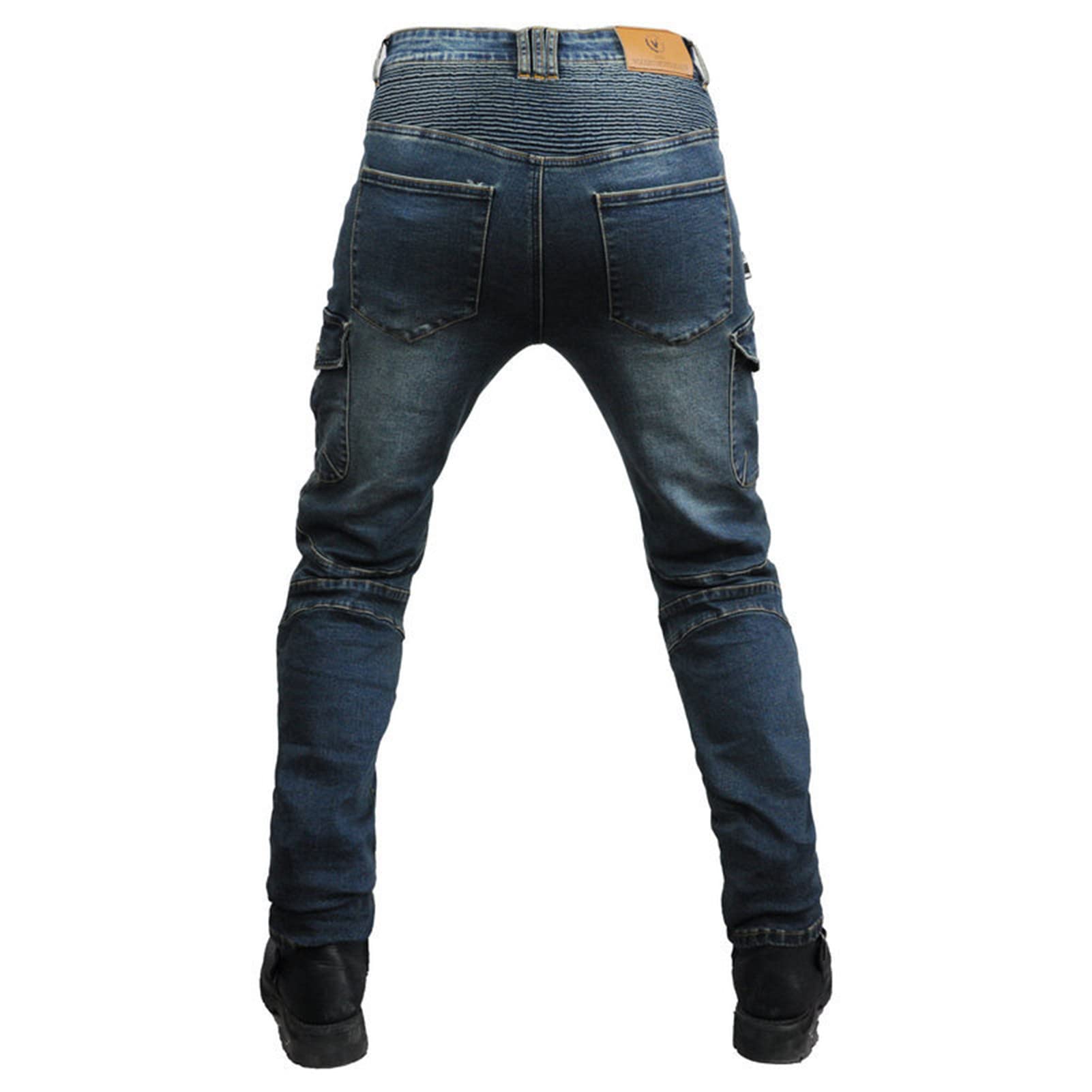 BEDSETS Pantaloni Moto, Pantaloni in Denim Traspirante da Moto da Uomo, Jeans Traspiranti Elasticizzati A Gamba Dritta Resistenti alle Cadute Estive con 4 Dispositivi di Protezione (Blue,4XL)