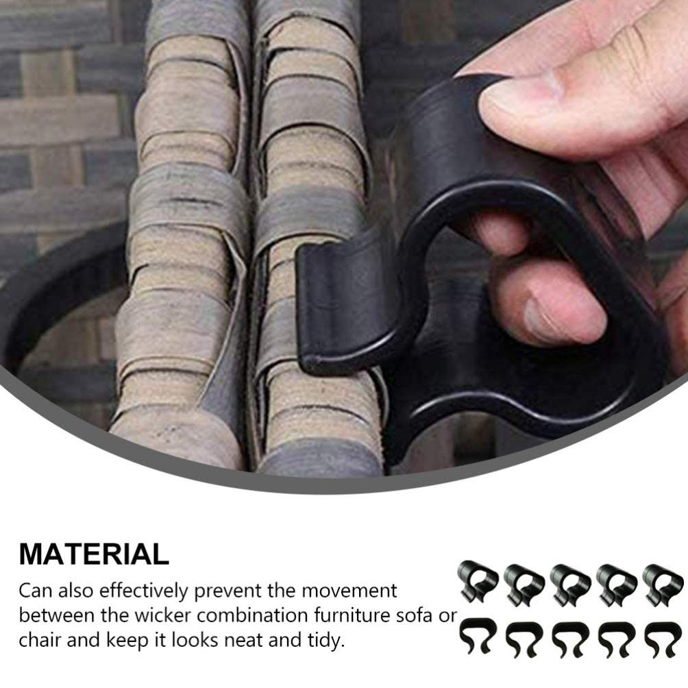 Cabilock 10Pcs Outdoor Patio Furniture Clips Sofa Connect Clamps Rattan Chair Fastener Clips Sofa Chair Alignment Clamps Patio Furniture Accessories (Black) - Image 2