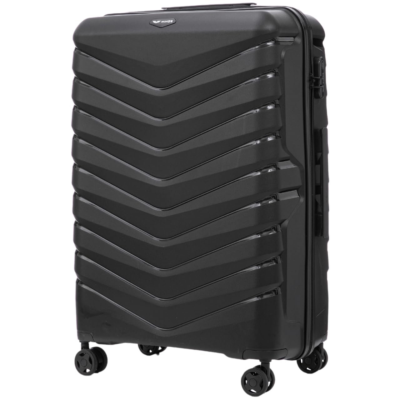 Wings Maleta rígida | Maleta de viaje y trolleys | ultraligero con ruedas | Maleta Trolley Equipaje de mano | Maleta rígida con candado | para avión, Negro , 75x50x30 cm, Maleta
