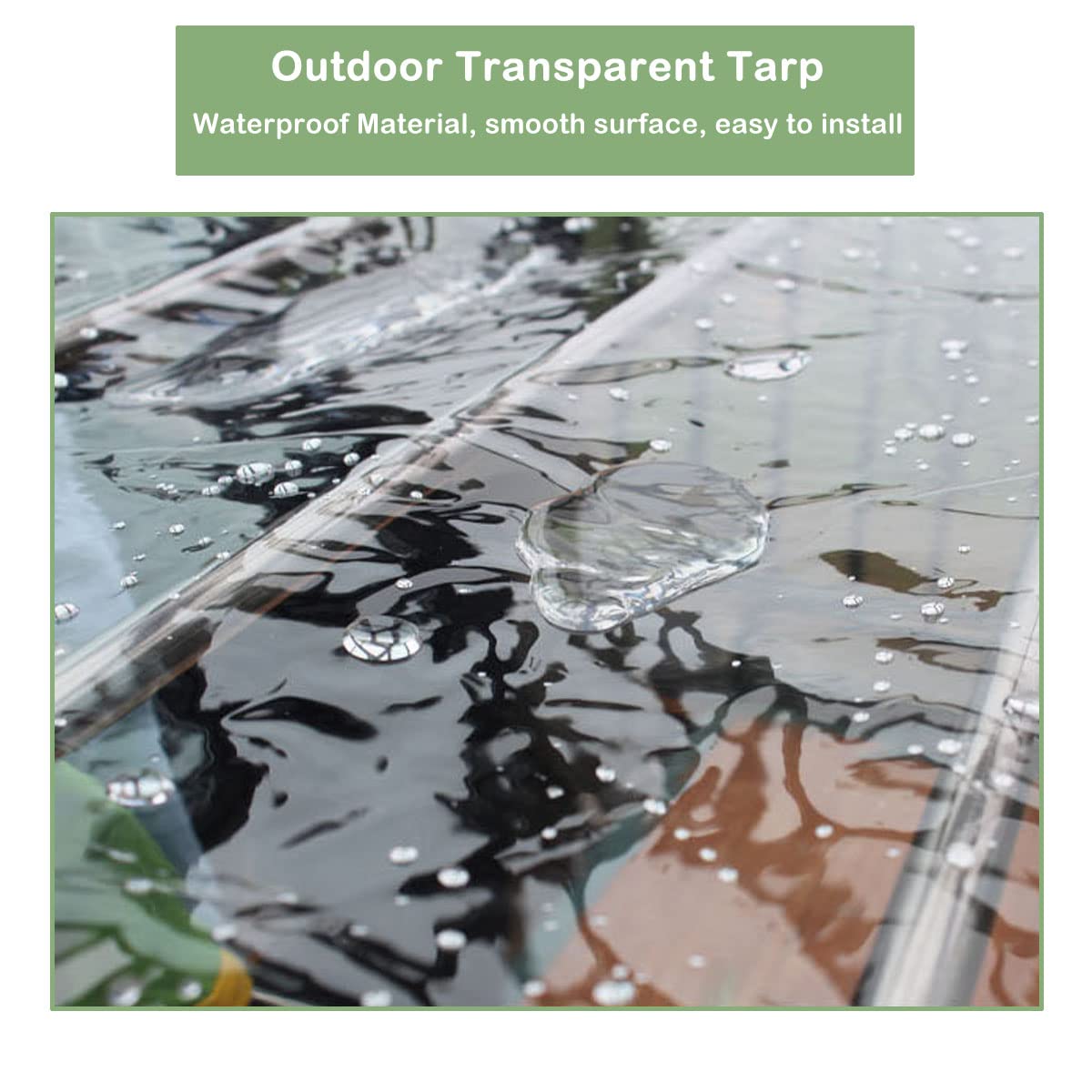 Clear Tarpaulin Waterproof Heavy Duty with Eyelets, 0.3MM Transparent PVC Weatherproof Tarp, Outdoor Plant Rainproof Cover for Gazebo Greenhouse Garden, 400g / m (Size : 1.8x2m/5.9x6.6ft) - Image 4
