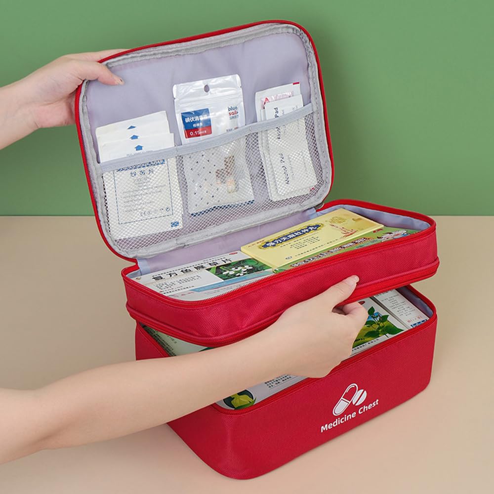 2 piezas Botiquin de Primeros Auxilios, Impermeable portátil, de gran capacidad, bolsa de almacenamiento de medicamentos para el hogar, la oficina, viajes, vehículos recreativos, de moda