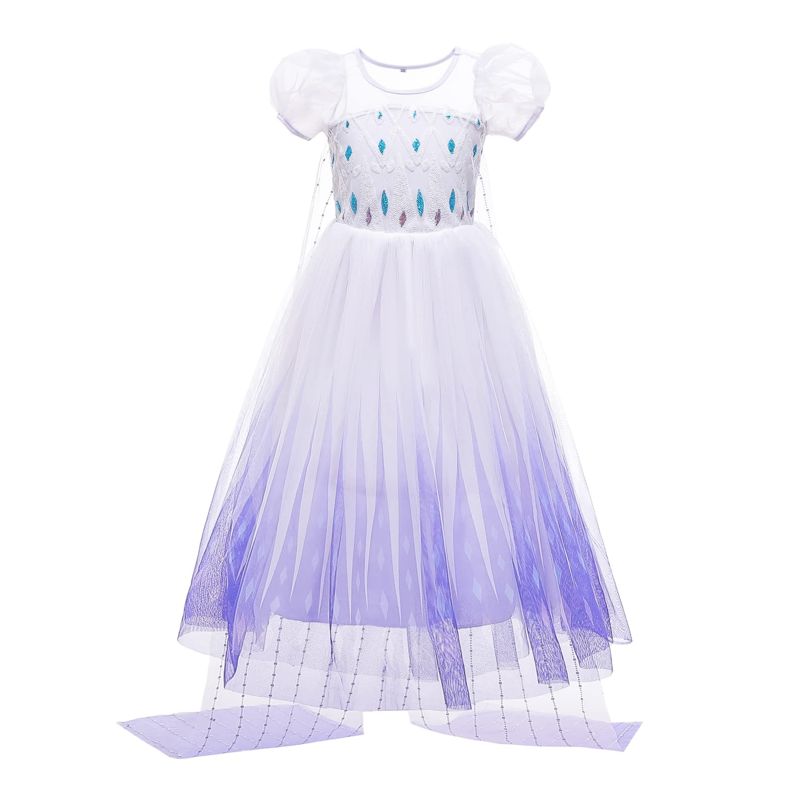 POSICHE Girls Princess Dress Cosplay with Shawl Cosplay Costume Kids Snow Girl Soft and Comfortable Pure Cotton Lining 3-10 Years Old Perfect for Cosplay Parties and Birthdays 100cm-160cm