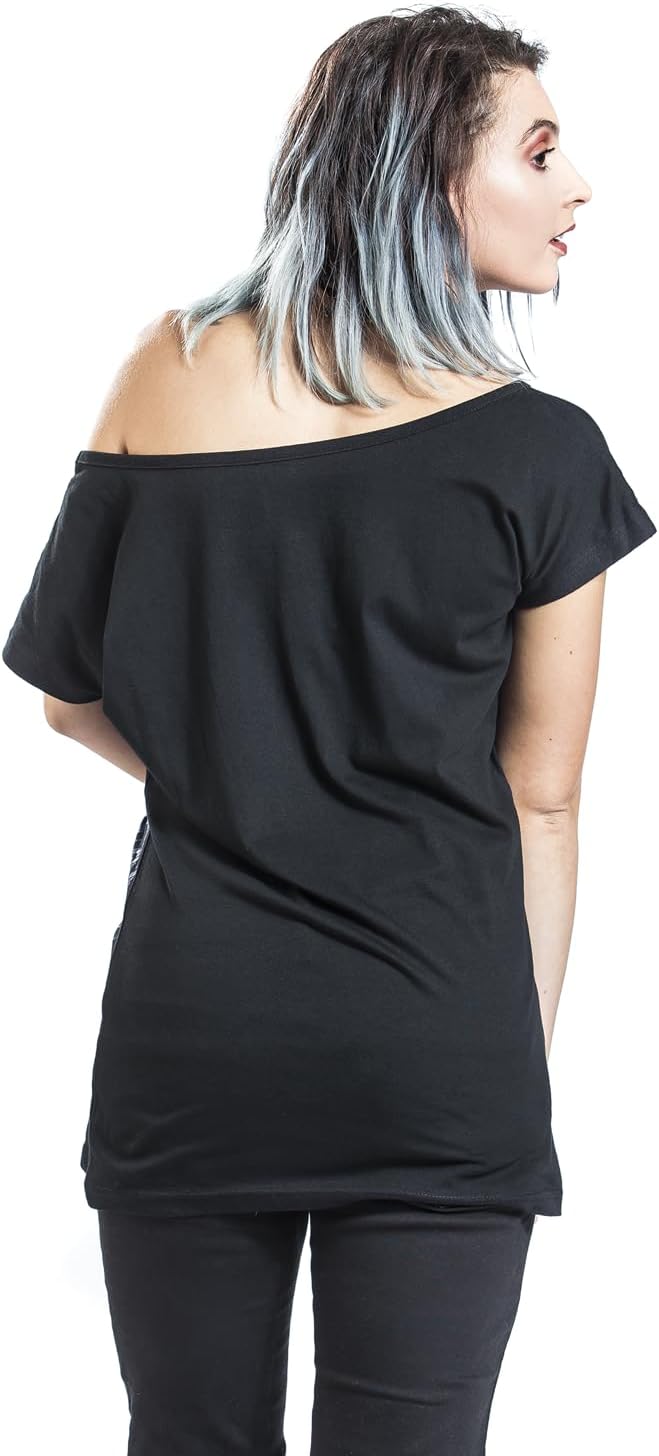 Full Volume By EMP Maglietta Donna Nera Con Farfalla In Filo Spinato, Girocollo, Vestibilità Larga, 95% Viscosa 5% Elastan - 2