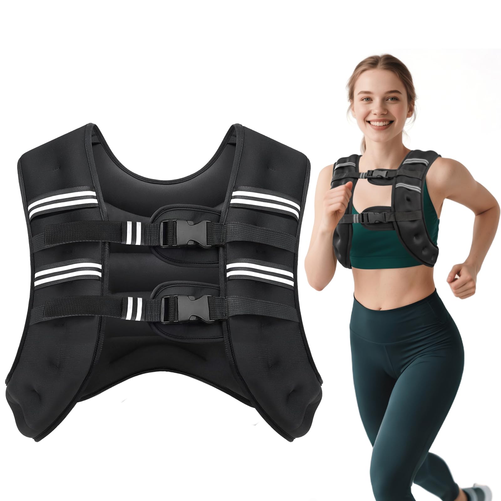 Ragebby Weighted Vest, 12lbs Vest for Men Women with Reflective Stripe, Body Weight Vests Adjustable for Workout, Strength Training, Running, Fitness, Muscle Building, Weight Loss