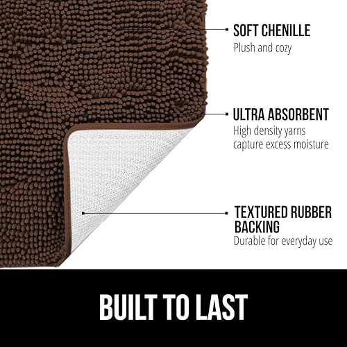 Vista 455 de Gorilla Grip - Tapete de baño de 30” x 20”, de felpilla gruesa, suave y absorbente, secado rápido, de microfibra, con reverso de caucho, para piso