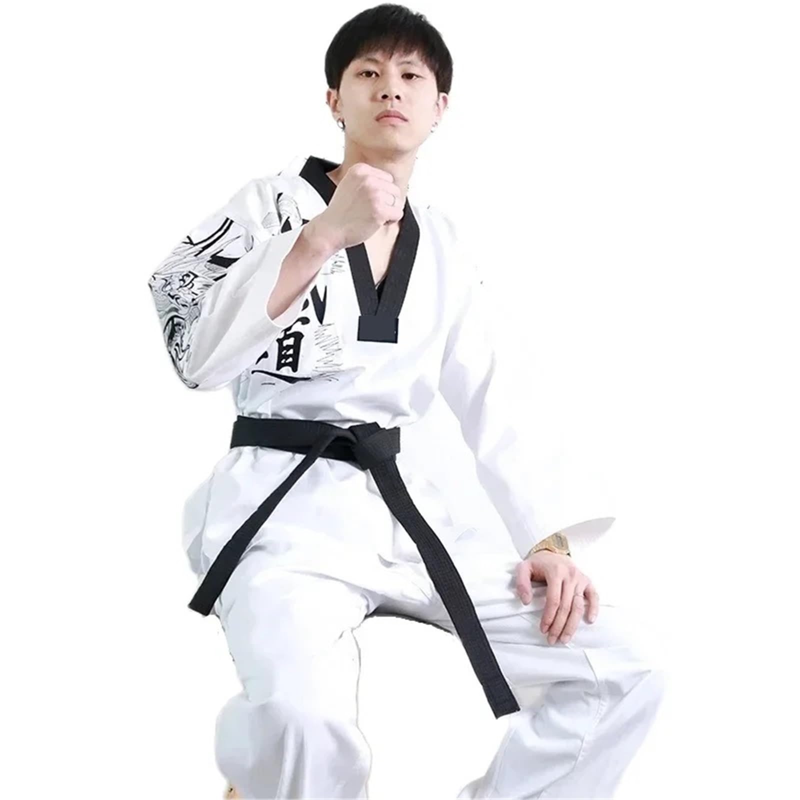 Karate-Anzug Erwachsene Männer Frauen Meister Taekwondo Uniformen Trainer Anzug mit weißem Gürtel Karate-Kleidung(XXXL-190CM)