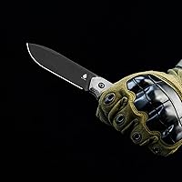 Vista 5 de Kizer Begleiter Cuchillo de hoja fija de 3.78 pulgadas D2 hoja de acero cuchillo de caza con funda mango micarta negro 1045C1