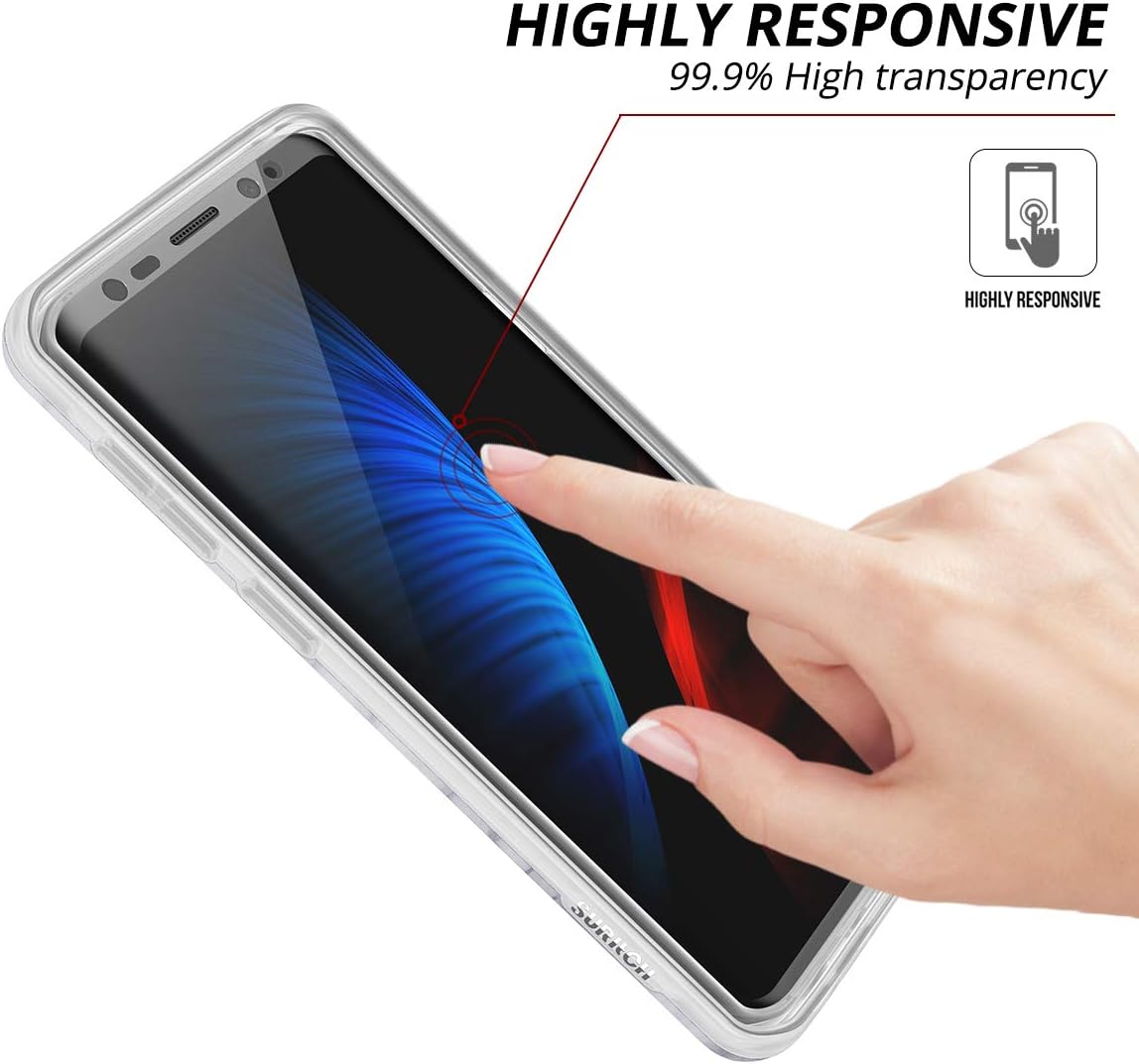SURITCH Case for Galaxy S9, [Built-in Screen Protector] Natural Marble Full-Body Protection Shockproof Rugged Bumper Protective Cover for Samsung Galaxy S9 5.8 Inch (Black Marble)