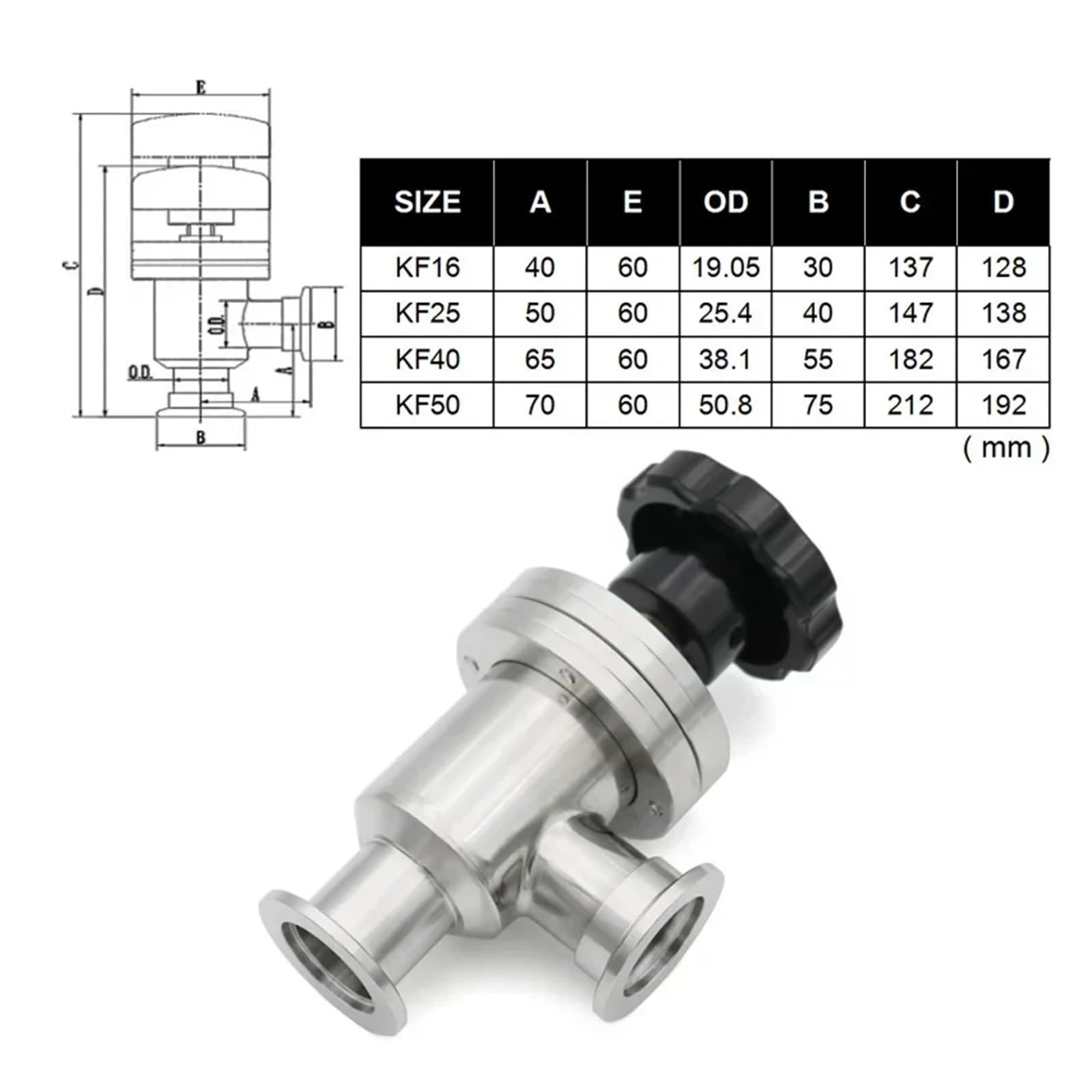 Válvula deflectora manual de alto vacío tipo L de acero inoxidable - Válvula de ángulo compatible