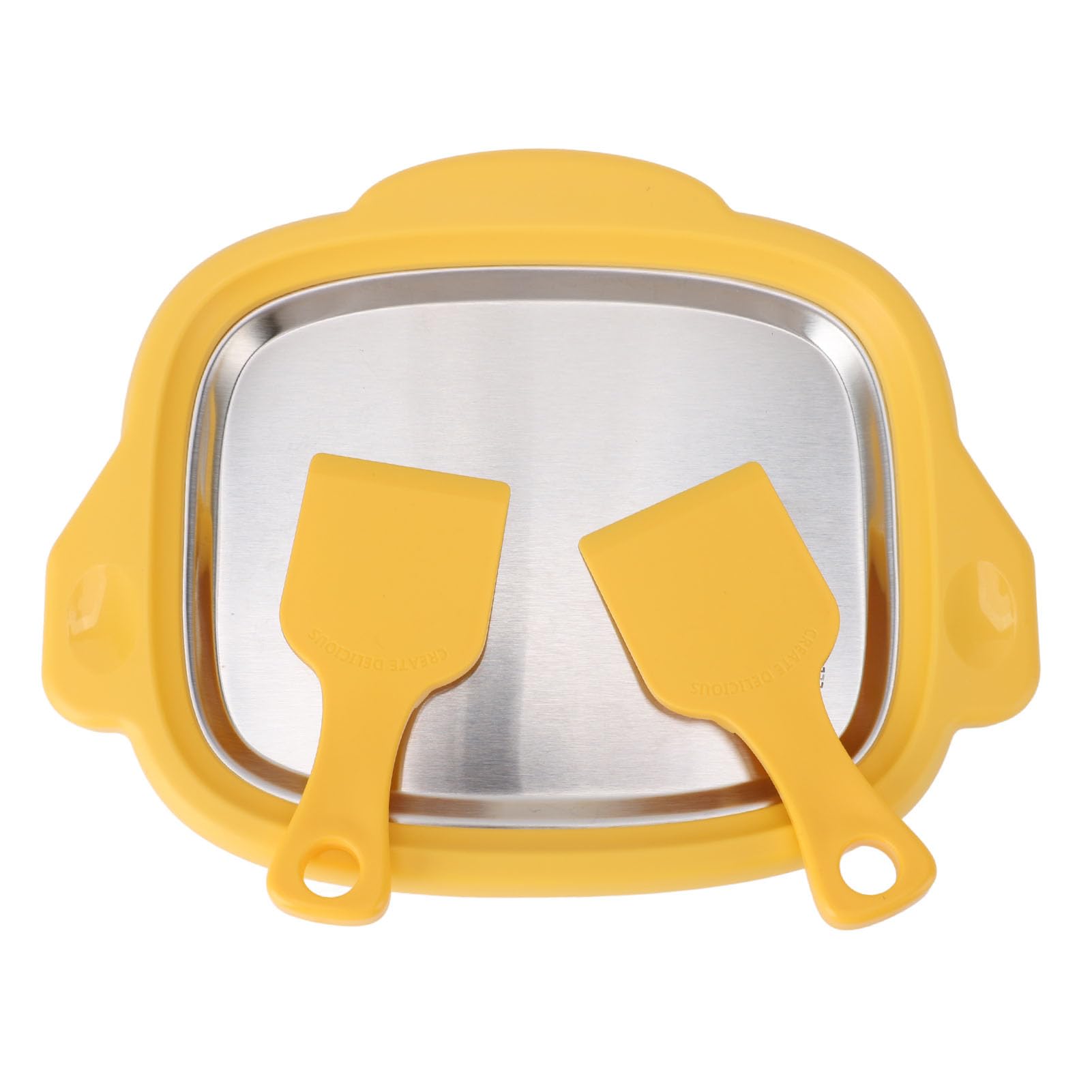 NDNCZDHC Instant Ice Cream Maker with 2 Shovels, Rolled Ice Cream Maker, Instant Ice Stir Frying Machine for Homemade DIY (Yellow)