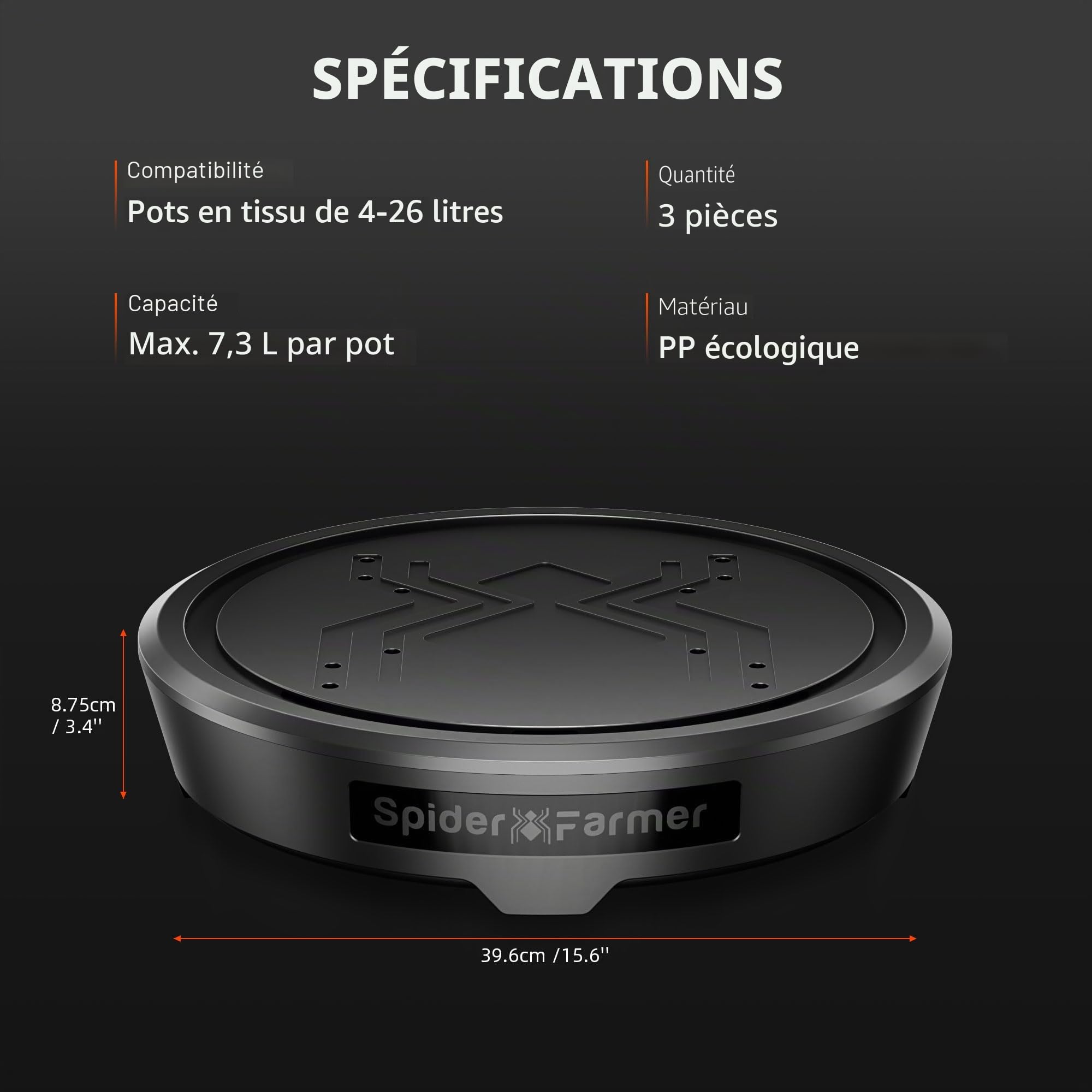 Spider Farmer Lot de 3 systèmes d'irrigation automatique alimenté par gravité sans électricité avec réservoir d'eau de 50 l, base en tissu avec système d'irrigation à mèche pour tente de culture
