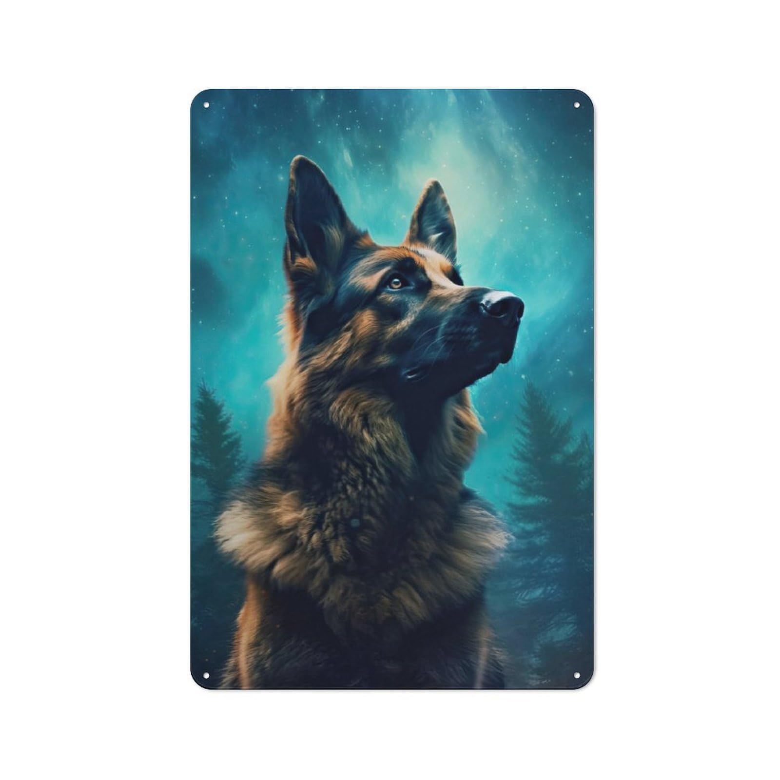Junmoney German Shepherd Aurora Printed Metal Sign 30X20cm For Studio Or Craft Room, For Creative-Space Collectors