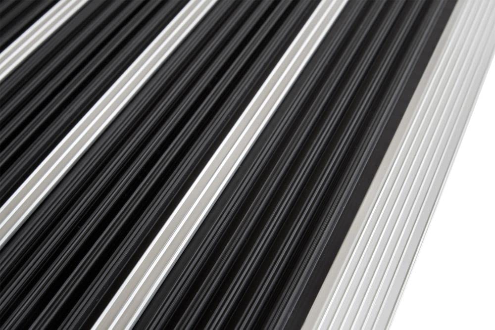 PANA® Aluminium Türmatte - Mit Schmutzfang-Einlage - 39x60cm - Schwarz | Fußmatte mit Nadelfilz Bürsten - Für Außen & Innen - Robuster Alu-Rahmen - Haustür Schmutzfangmatte - Wetterfest & rostfrei