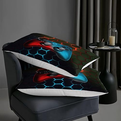 Miniatura 4 de AILONEN Juego de sábanas bajeras de tamaño matrimonial, juego de sábanas de videojuegos para niños, juego de sábanas de videojuegos para niños, 1