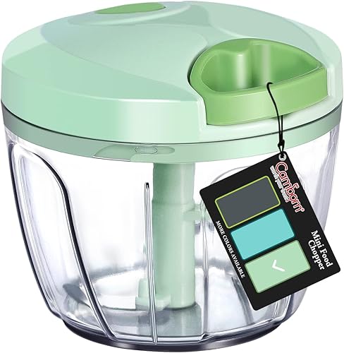 Cambom - Picador manual de alimentos, cortador de verduras, picador con cordón para cebollas, frutas y nueces, material seguro para alimentos sin