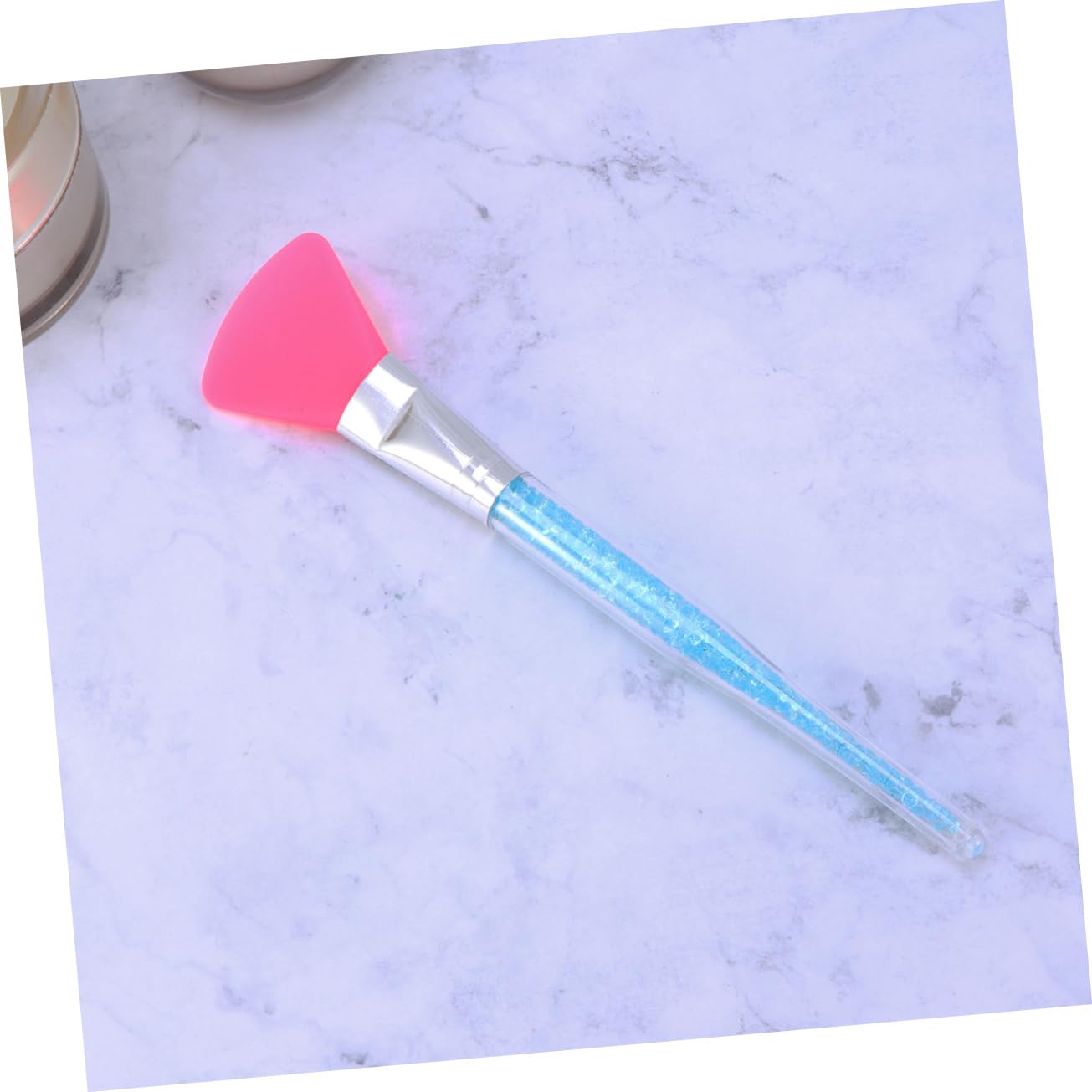 Beavorty Silicone Facial Mask Brush with Rhinestone Handle Durable Makeup Tool for Women for Applying Face Masks and Moisturizers Elegant Blue Design