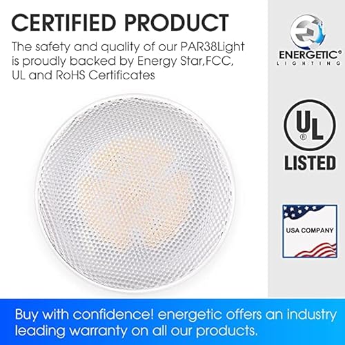 Energetic Par38 Led Flood Outdoor Light Bulb, 3000K Warm White, 90W Equivalent (11 Watt), 900 Lumens, E26 Base, Non-Dimmable, Wet Rated, Ul, 6 Pack #TOP5