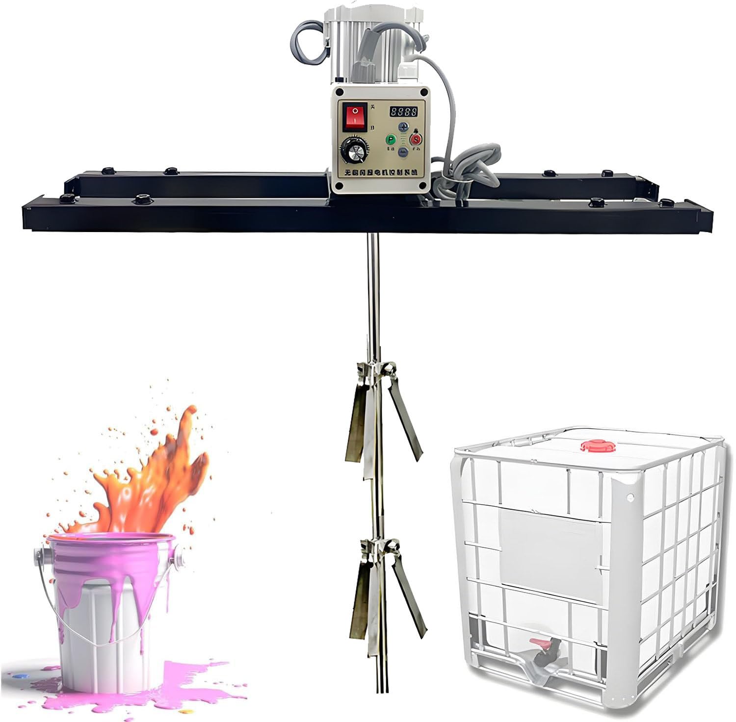 YNBSHGAA Electric Tank Mixer Machine, 2100W Agitator with Speed Adjustment 200-3000 RPM, Suitable for Mixing Up to 1000L Paint and Other Liquids,A