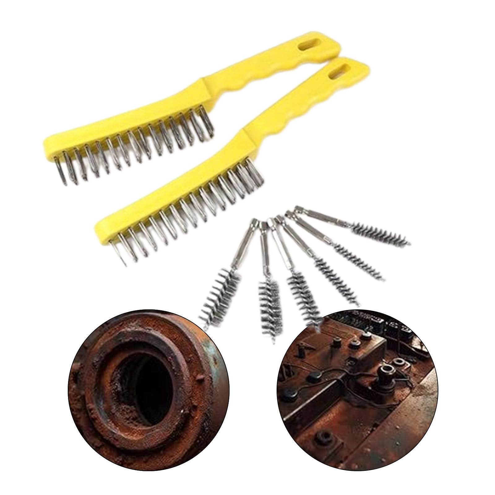 Stainless Steel Wire Brushes 10Inch Industrial Strengthen Hand Tool Hangable for Kitchen Stove Surfaces