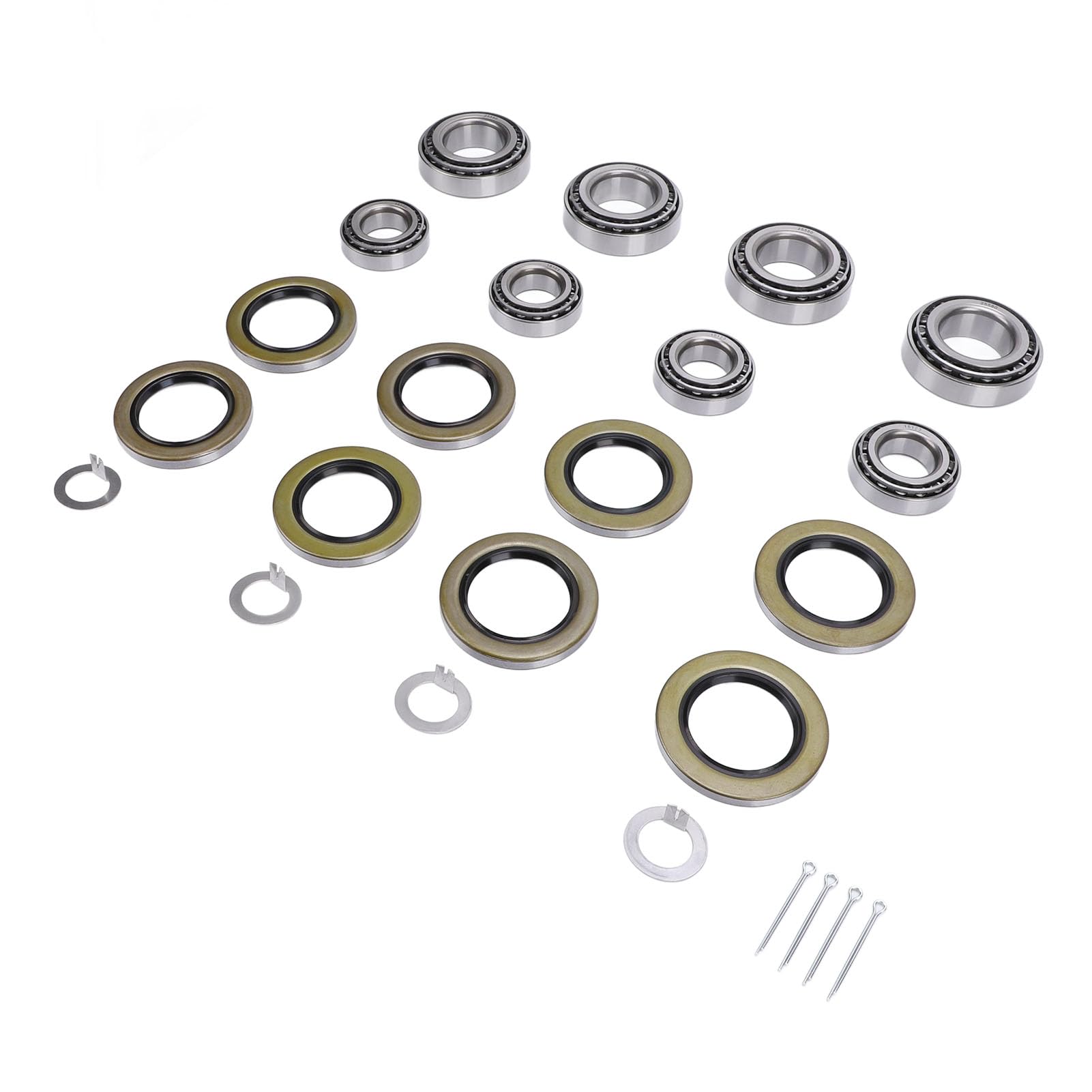 4 Sets Trailer Hub Kit, 6000 to 7000lb Steel Alloy Trailer Axle Hub Bearings Kit with Cotter Pins and Grease Seals