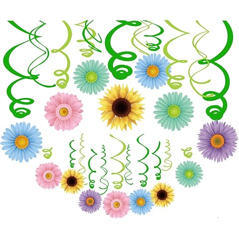 CC HOME Sun Flower Party Decoration,30CT Flower Hanging Swirl Decorations for Ceiling Wall Decor,Girl,Boys Baby Shower,Birthday Party Decoration