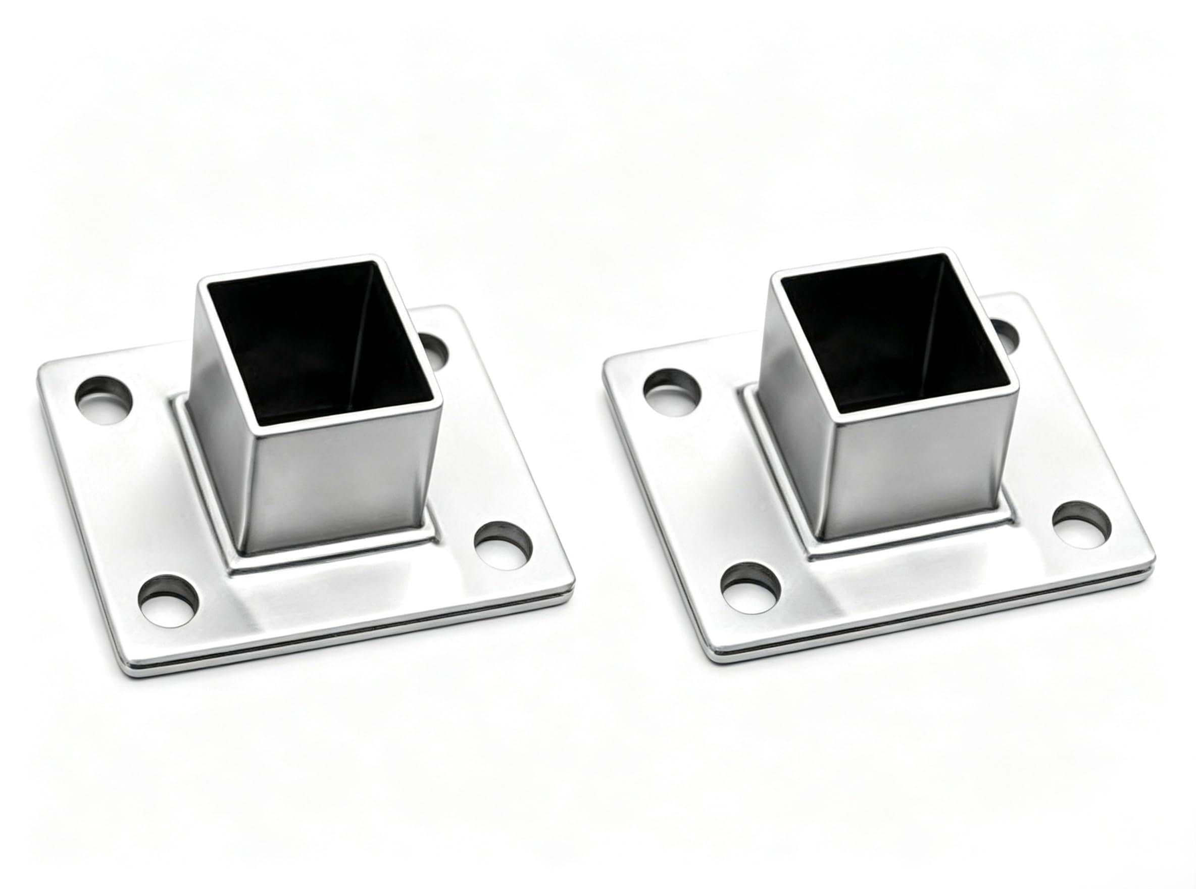 2Pcs Square Post Bases Stainless Steel Flange Anchor Bases Heavy Duty Post Brackets for Fence Deck Railing Support(1" x 1")，Posts and Accessories，Decking Posts