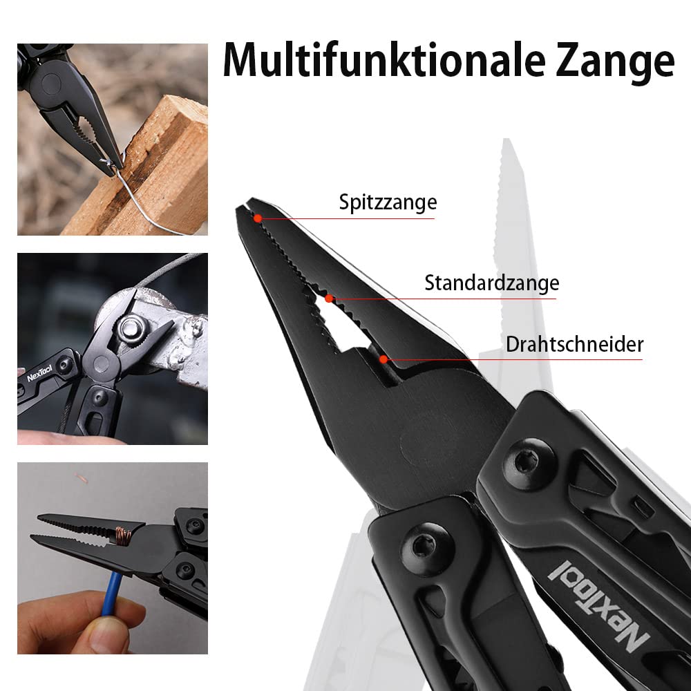 NexTool Narzędzie wielofunkcyjne 11 w 1, stal nierdzewna, nożyczki, otwieracz do butelek, piłka do drewna, 9 bitów do wkrętaków, nylonowa torba