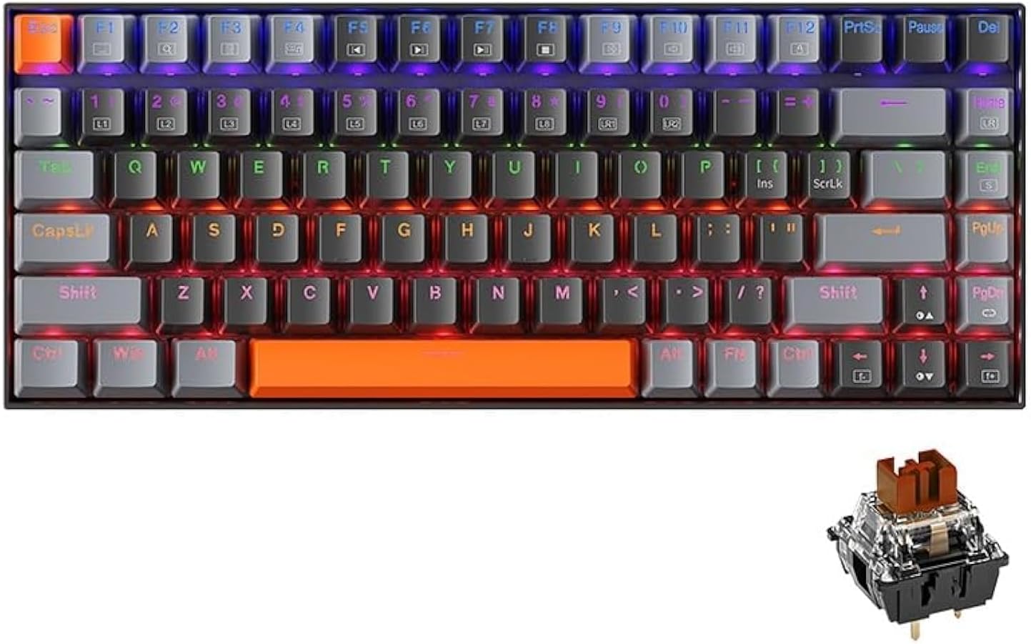 MACHENIKE Gaming Keyboard Brown Switch 84 Keys (K500A-B84), Mechanical Keyboard Gaming with HUANO Hot Swappable Switch LED Backlit USB-C Wired Durable PBT Keycaps 75% Compact Keyboard