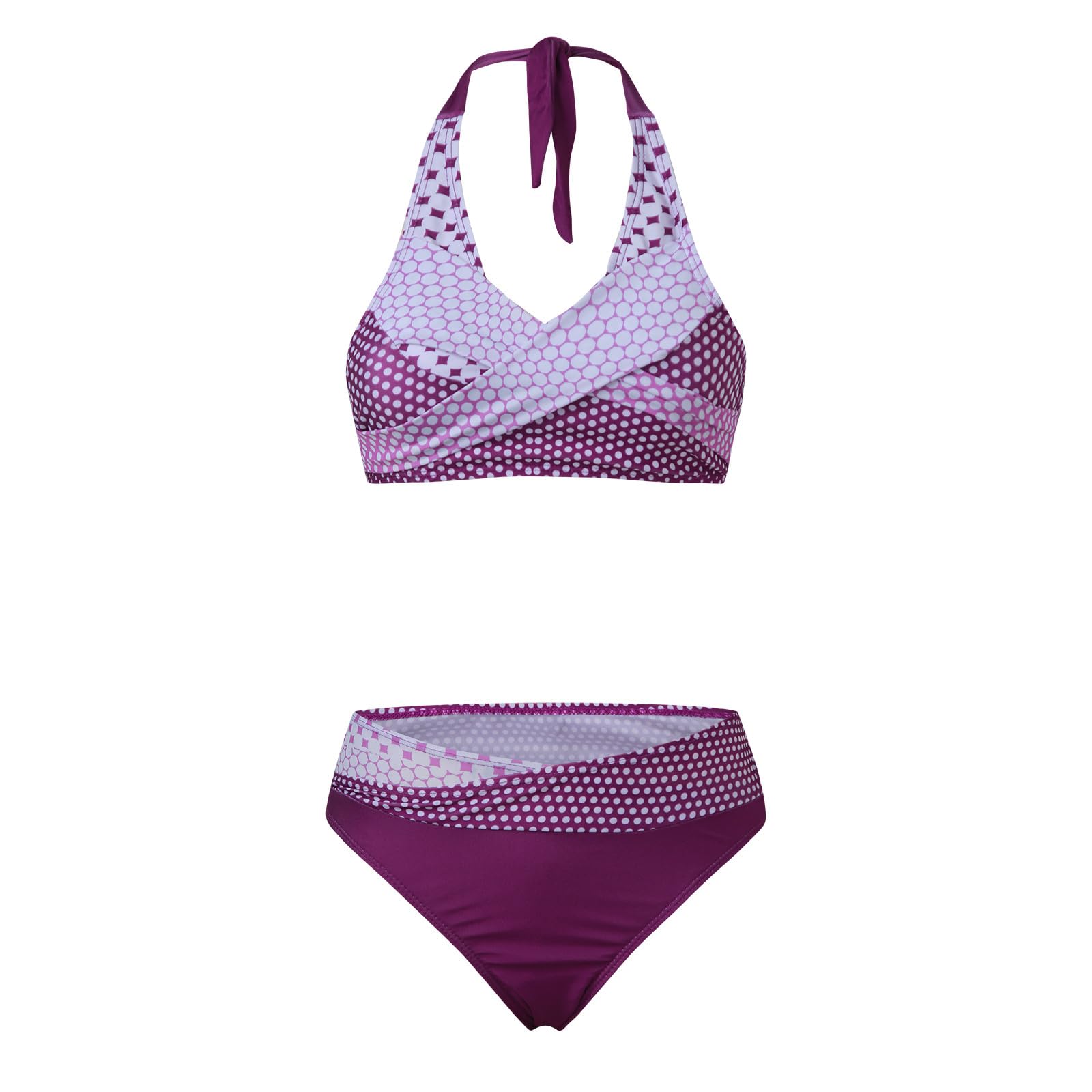 Zestawy Bikini Dla Kobiet Z Wysokim Stanem Seksowny Dwuczęściowy Strój Kąpielowy Push Up Zestaw W Stylu Retro Marszczonym Nadrukiem Wysoka Talia, Zielony, S