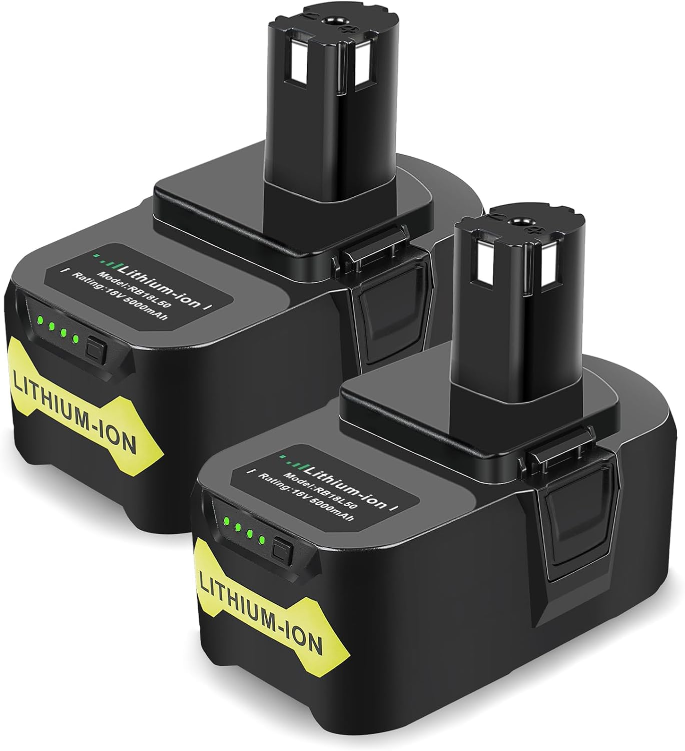2 baterías de repuesto de 18 V y 5,0 Ah para baterías Ryobi de 18 V RB18L50 RB18L40 RB18L25 RB18L15 RB18L13
