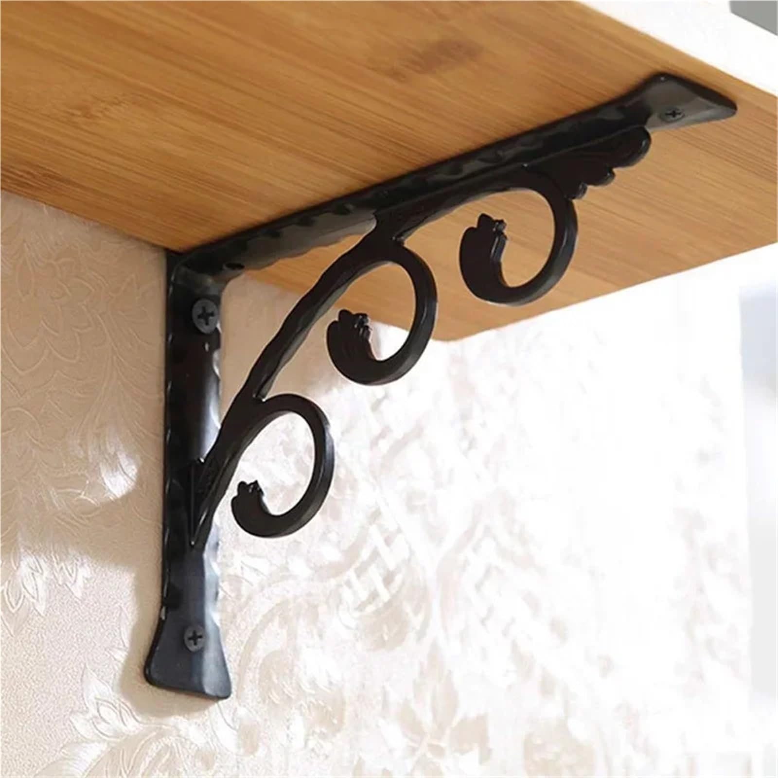 Soporte de estante aluminio en forma L, soporte esquina engrosado, ángulo recto for muebles básicos, 2 uds Para Montaje(Black-L-20x25cm)