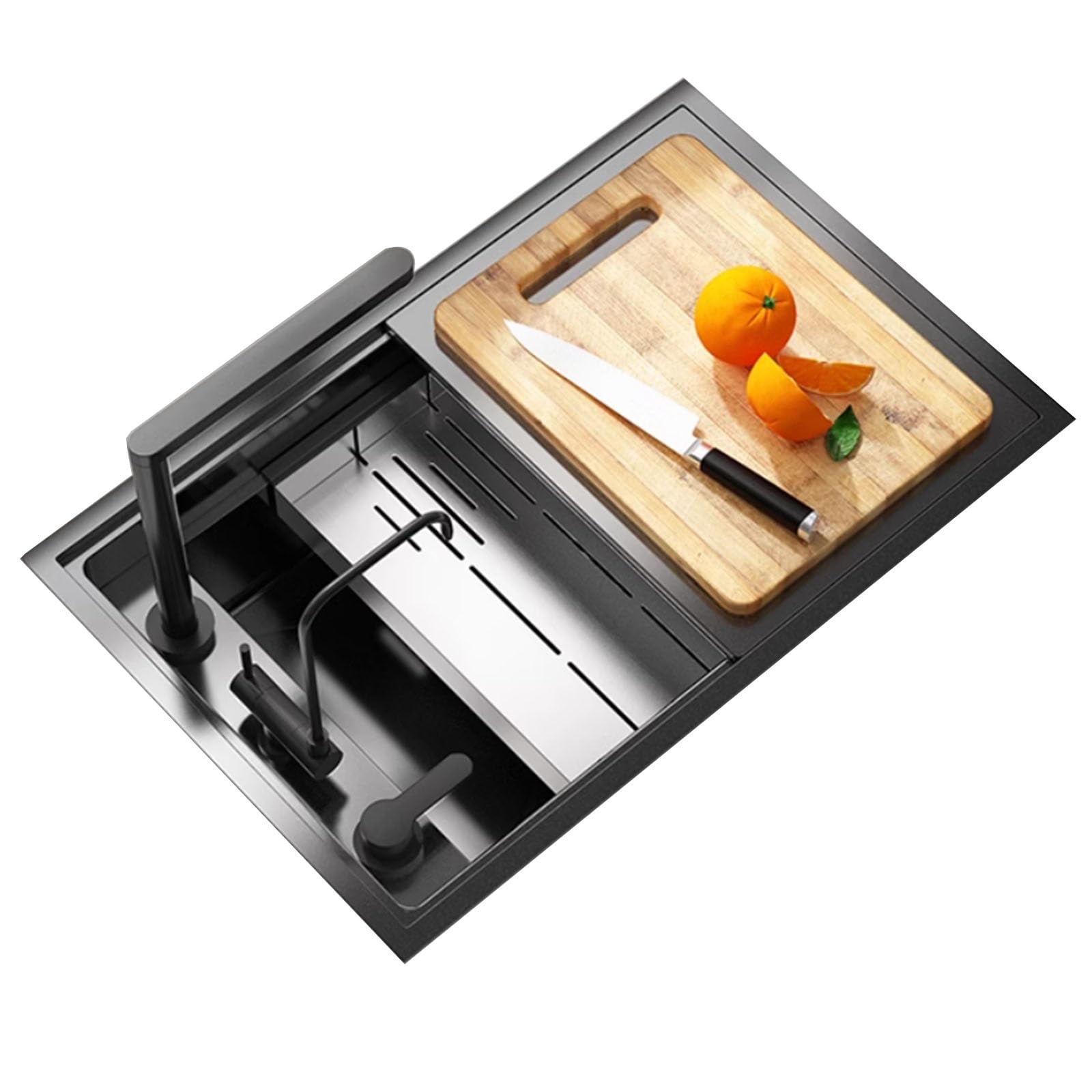 WBJGUOD Apartment Embedded Single Bowl Bar Sink Concealed Stainless Steel Home Kitchen Restaurant Coffee Shop Washbasin(72x47x23cm)