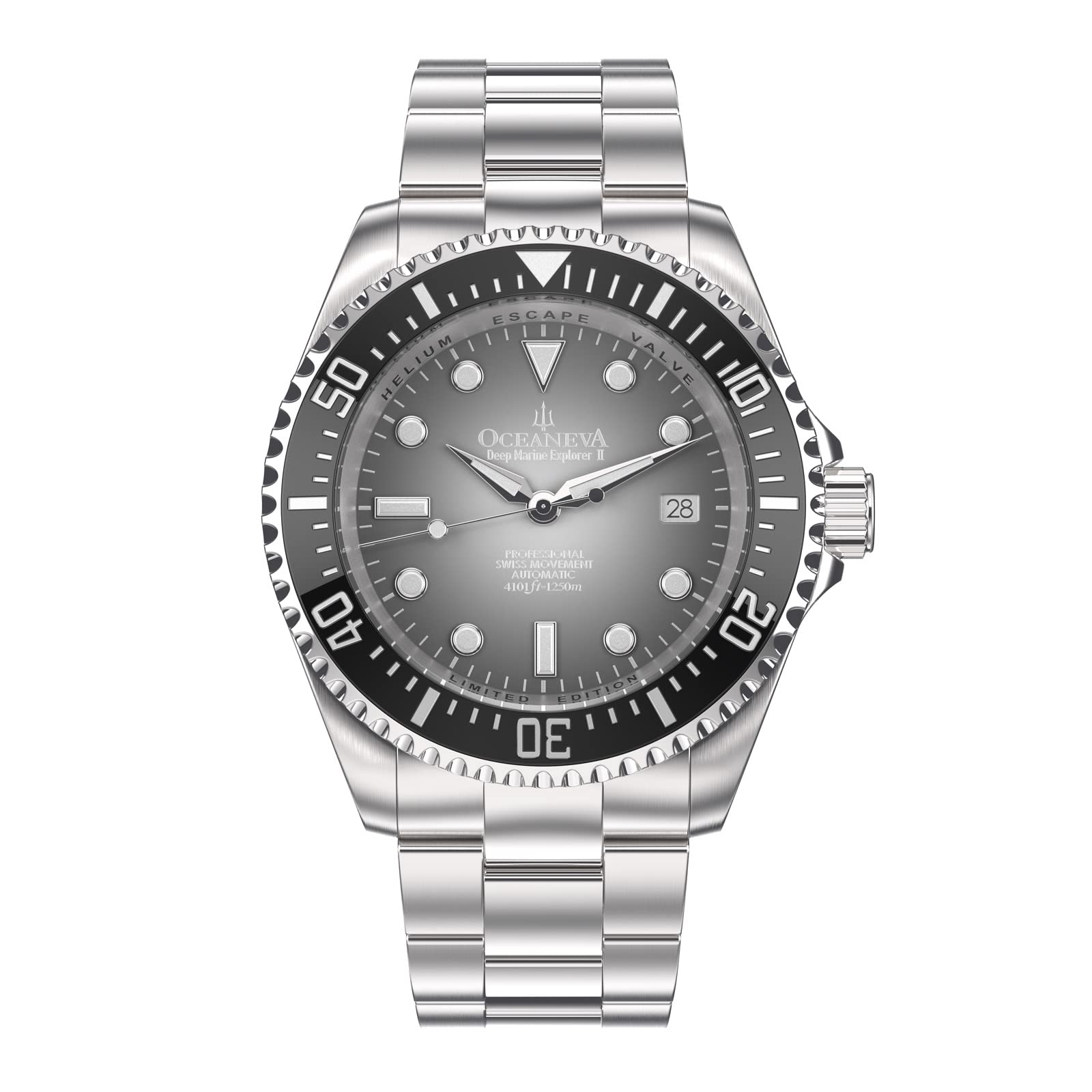 Men's Deep Marine Explorer II Watch Gray Fade Dial - Mens Automatic Watch for Diving - 12…