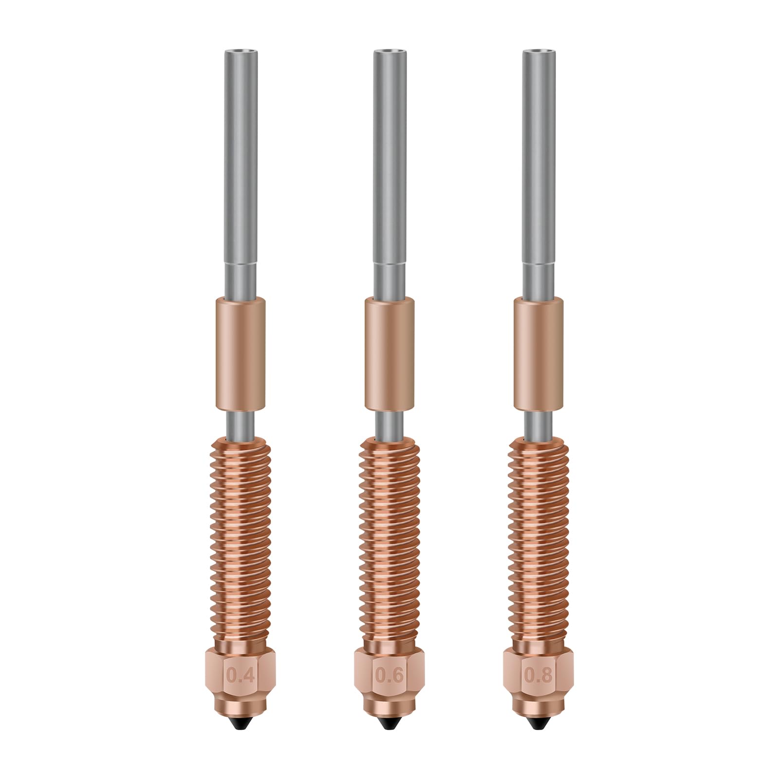 0.4+0.6+0.8mm K1 Nozzle 3PCS K1c Nozzles Ender 3 V3 KE Quick Swap Hardened Steel Nozzles High-Speed Printing and High Flow Extruder Nozzles for k1c/