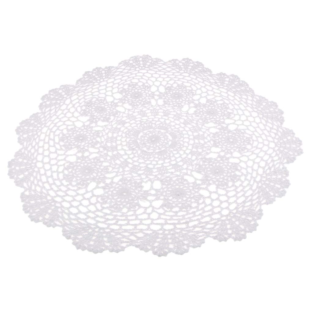 White Water Lily Crochet Cotton Lace Doily Table Placemats Doilies Mat 50 cm