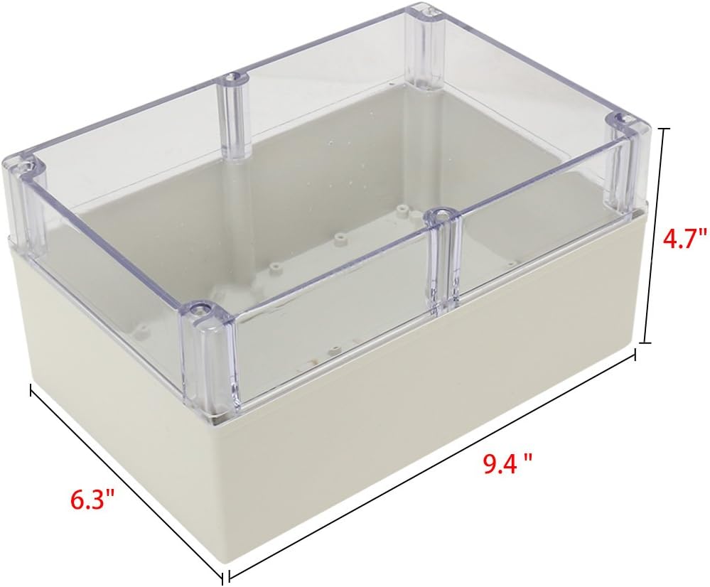 9.4"x6.3"x4.7"(240mmx160mmx120mm) ABS Transmission Junction Box Electric Project Enclosure Clear
