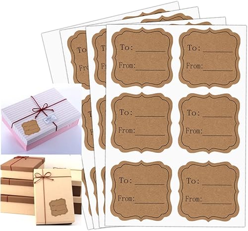 Etiquetas adhesivas de papel kraft marrón natural para y venir, etiquetas de regalo de 2 pulgadas, 300 unidades