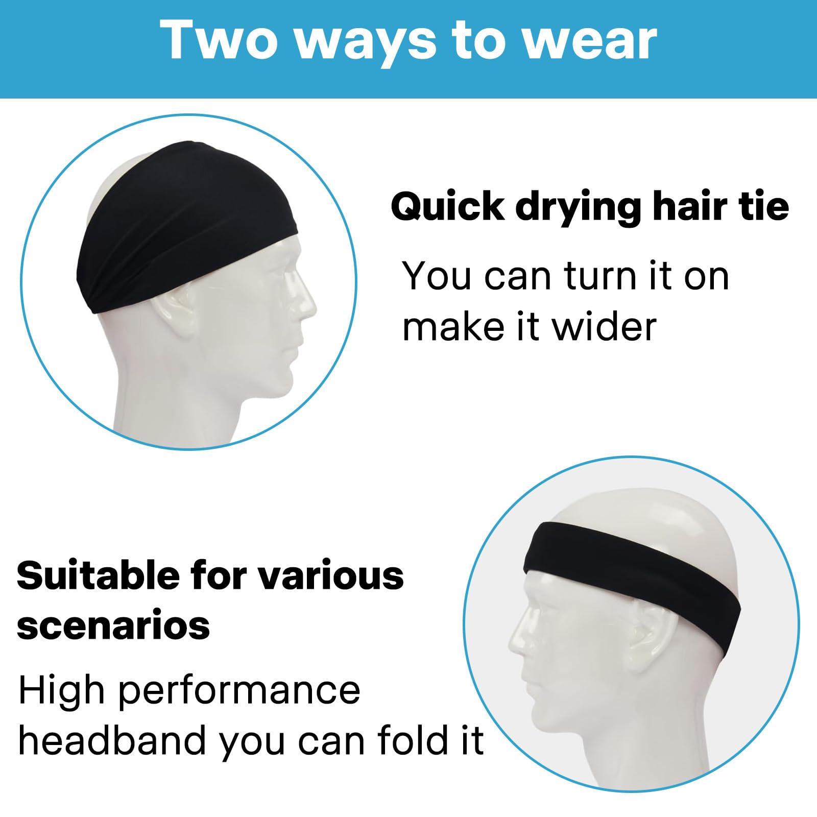 4 Fascie Sportive Antisudore | Per Corsa, Yoga, Palestra | Uomini E Donne | Materiale Traspirante, Antiscivolo - Foto 5