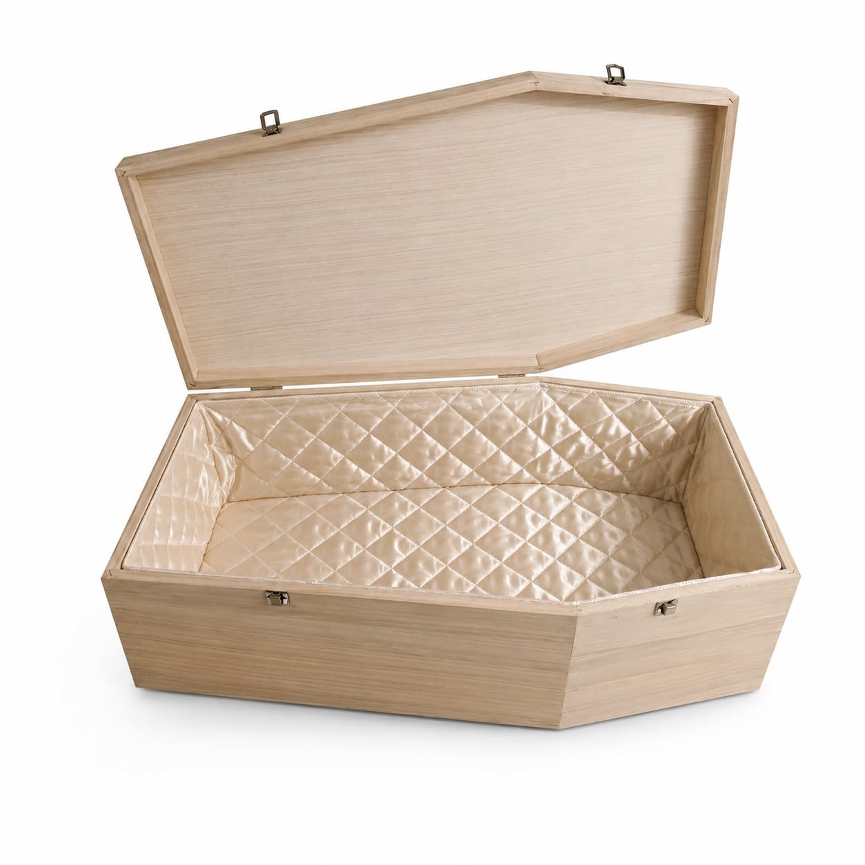ataud de Madera con Forro Interior Satinado - tamaño XL para Mascotas Medianas - ataud para Mascotas con Cierre Fijo de Metal - Naturaleza del ataud Hecha de Madera