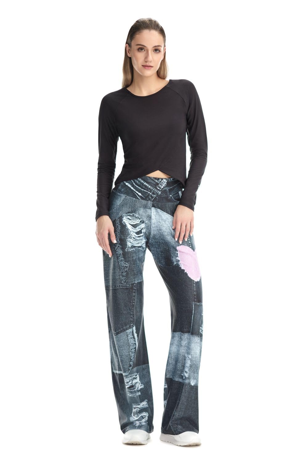WINSHAPE Functional Comfort Wide Leg Pants Cul105c “High Waist” Im Jeans Print - Pantalon de survêtement - Moderne - Femme