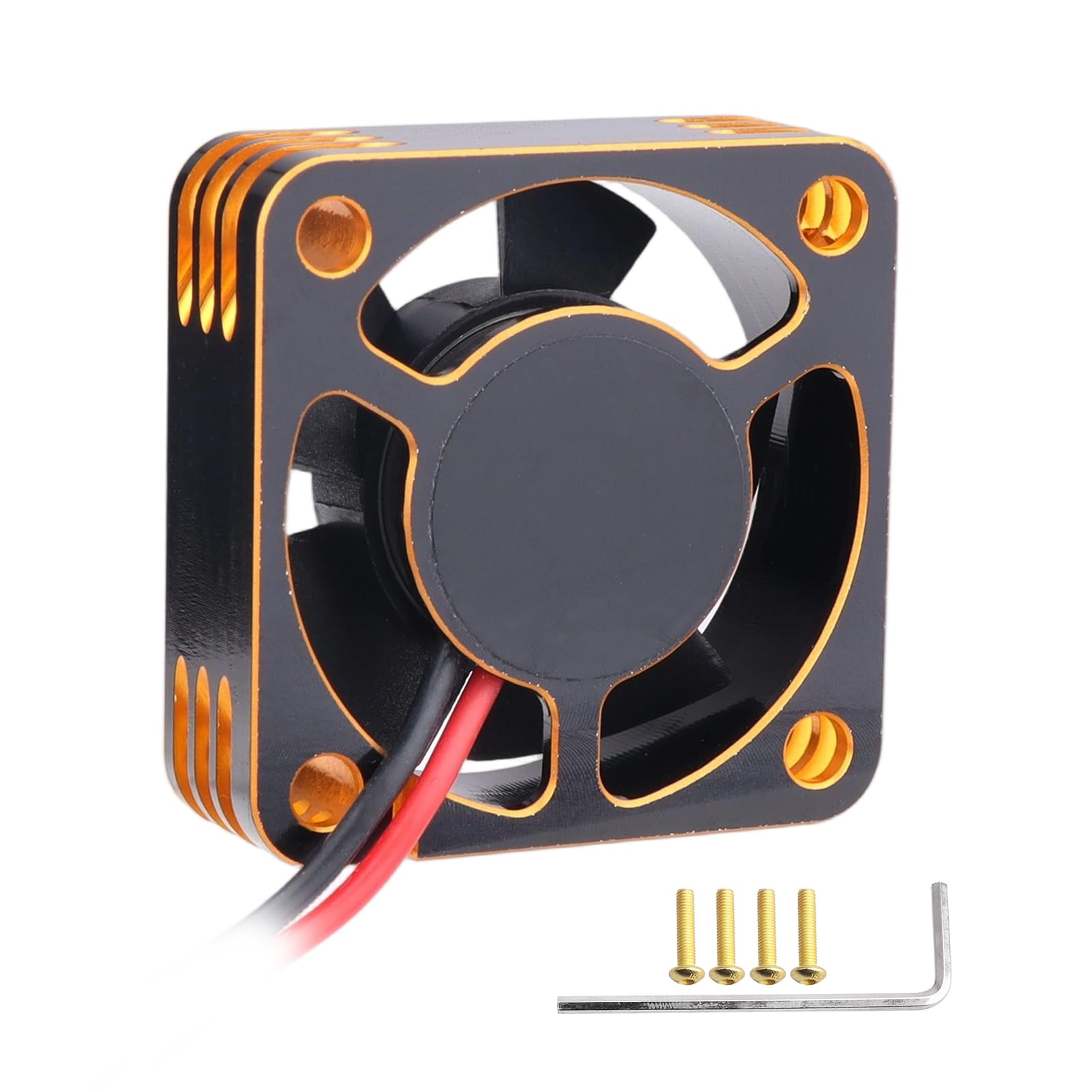 AllinRC 30mm RC Car Motor Cooling Fan Heatsink 28000RPM Brushless ESC Cooling Fan for RC Car Truck Buggy 1/8 1/10 540 550 Motors (Black-Gold)