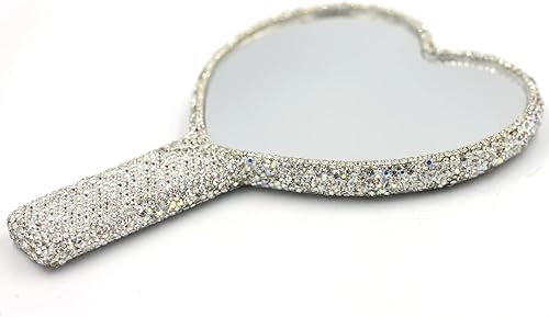 Miniatura 4 de Bestbling Bling Rhinestone Heart Handheld Mirror - Portable & Dazzling Makeup Mirror for On-The-Go Touch-ups (Plastic White)