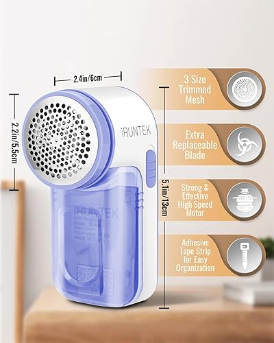Miniatura 6 de iRUNTEK Removedor de pelusa de tela sin batería, afeitadora alimentada por USB y cepillo de pelusa 2 en 1, desfuzzer de suéter elimina pelusas,