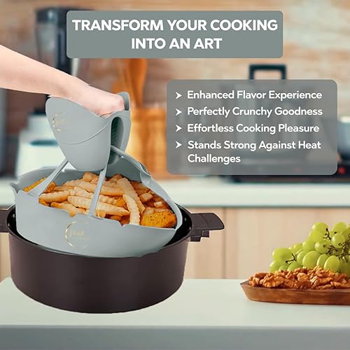 Miniatura 4 de Forros de silicona para freidora de aire, 2 piezas (7-8.6 pulgadas), guantes a prueba de calor, forros para freidora de aire fáciles de limpiar,