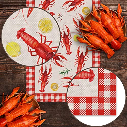 Crawfish Boil Table Runner Lobster Buffalo Plaid Check Seafood Boil Themed Birthday Party Kitchen Dining Home Decoration by Pudodo - Image 5