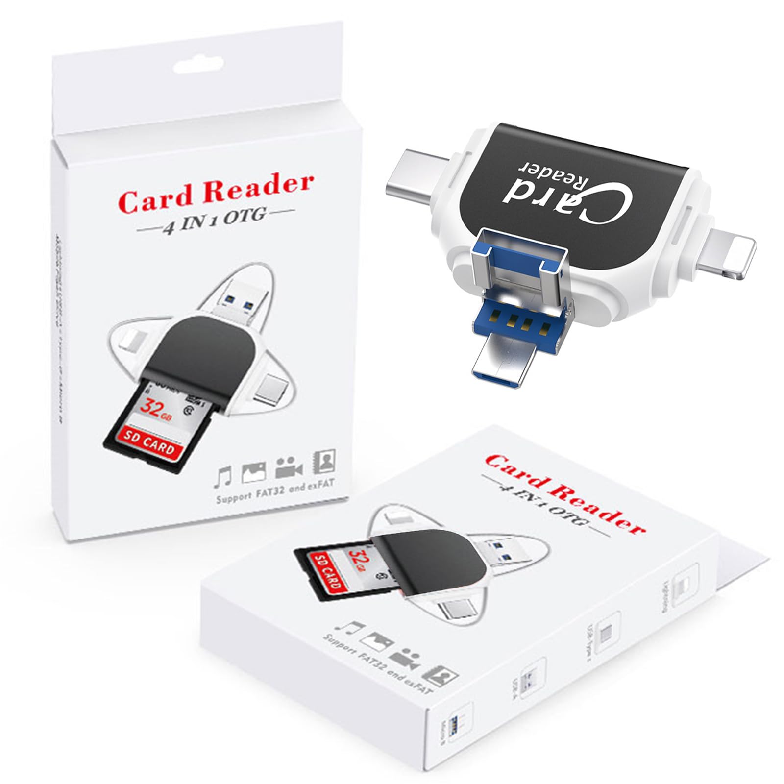 4-in-1 SD Kartenleser Universal - USB & Type-C Für Handy & PC